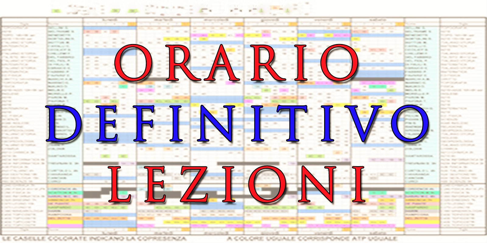 Comunicazione orario delle lezioni dal 19 novembre 2018